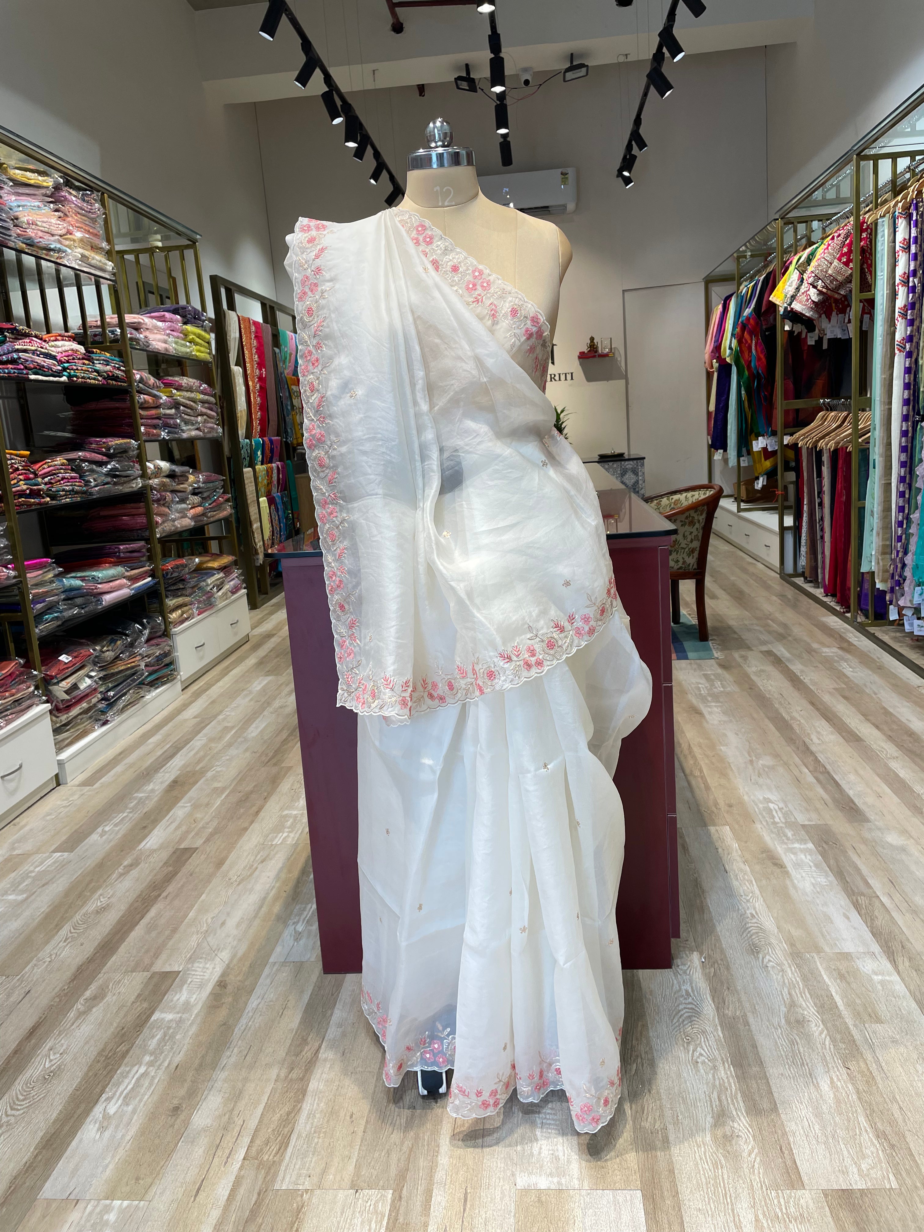 Pure organza saree with pita work (W)