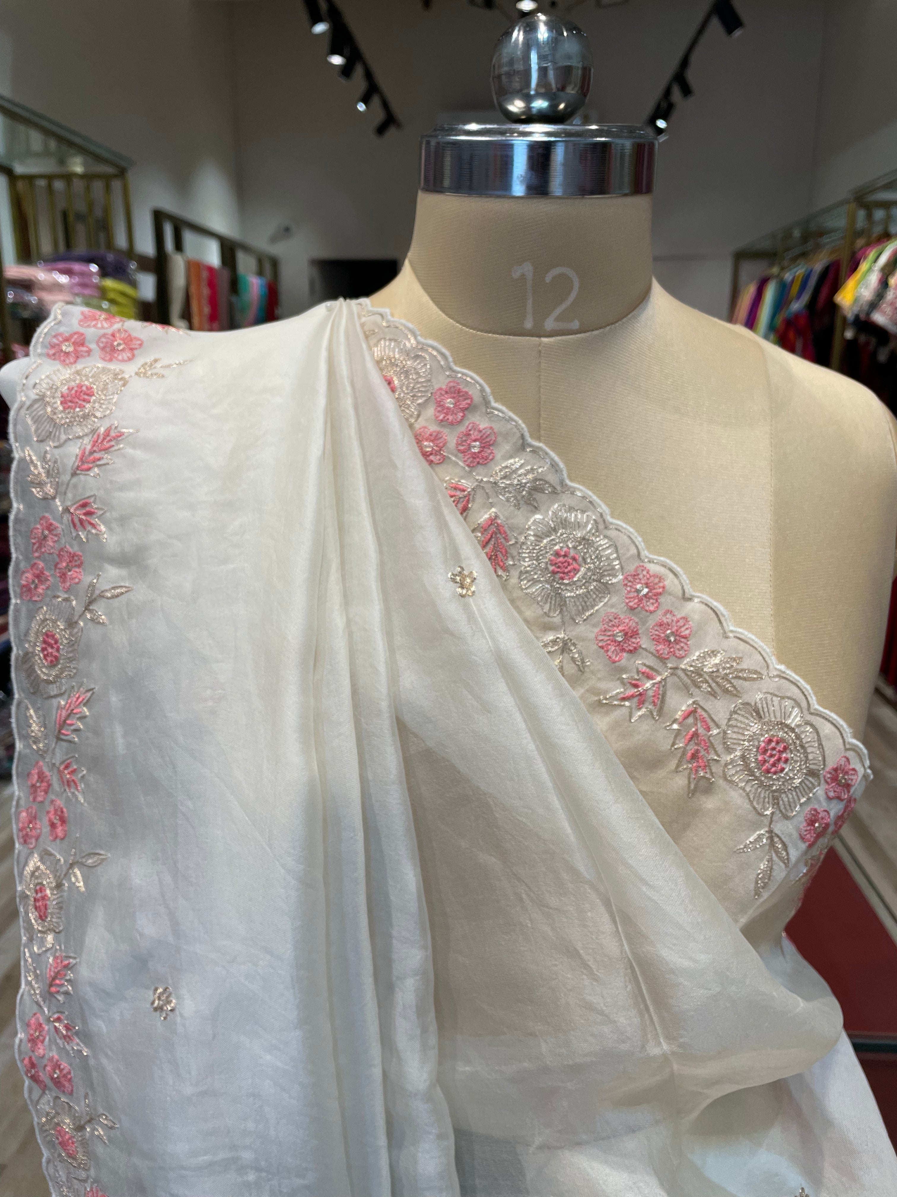 Pure organza saree with pita work (W)
