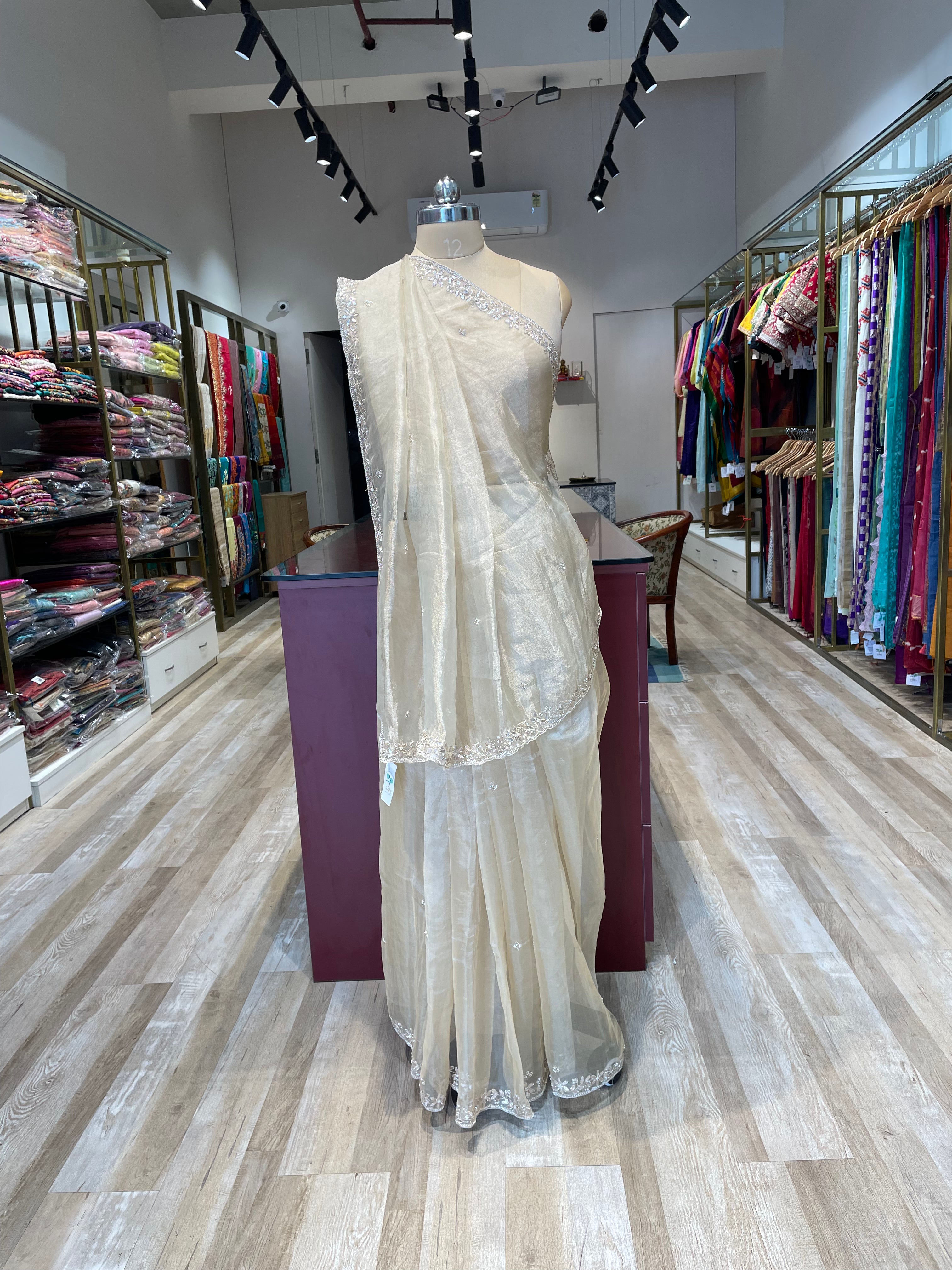 Pure tissue saree with gota patti (C)