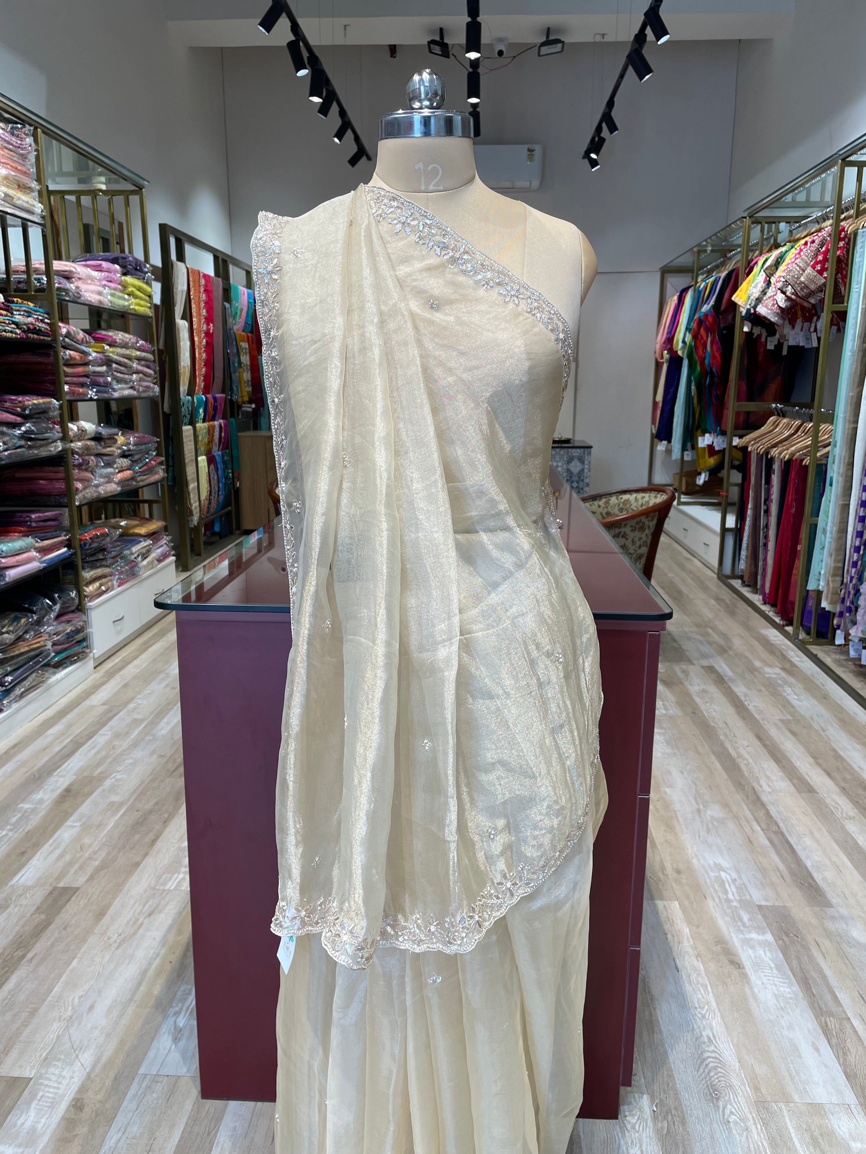 Pure tissue saree with gota patti (C)