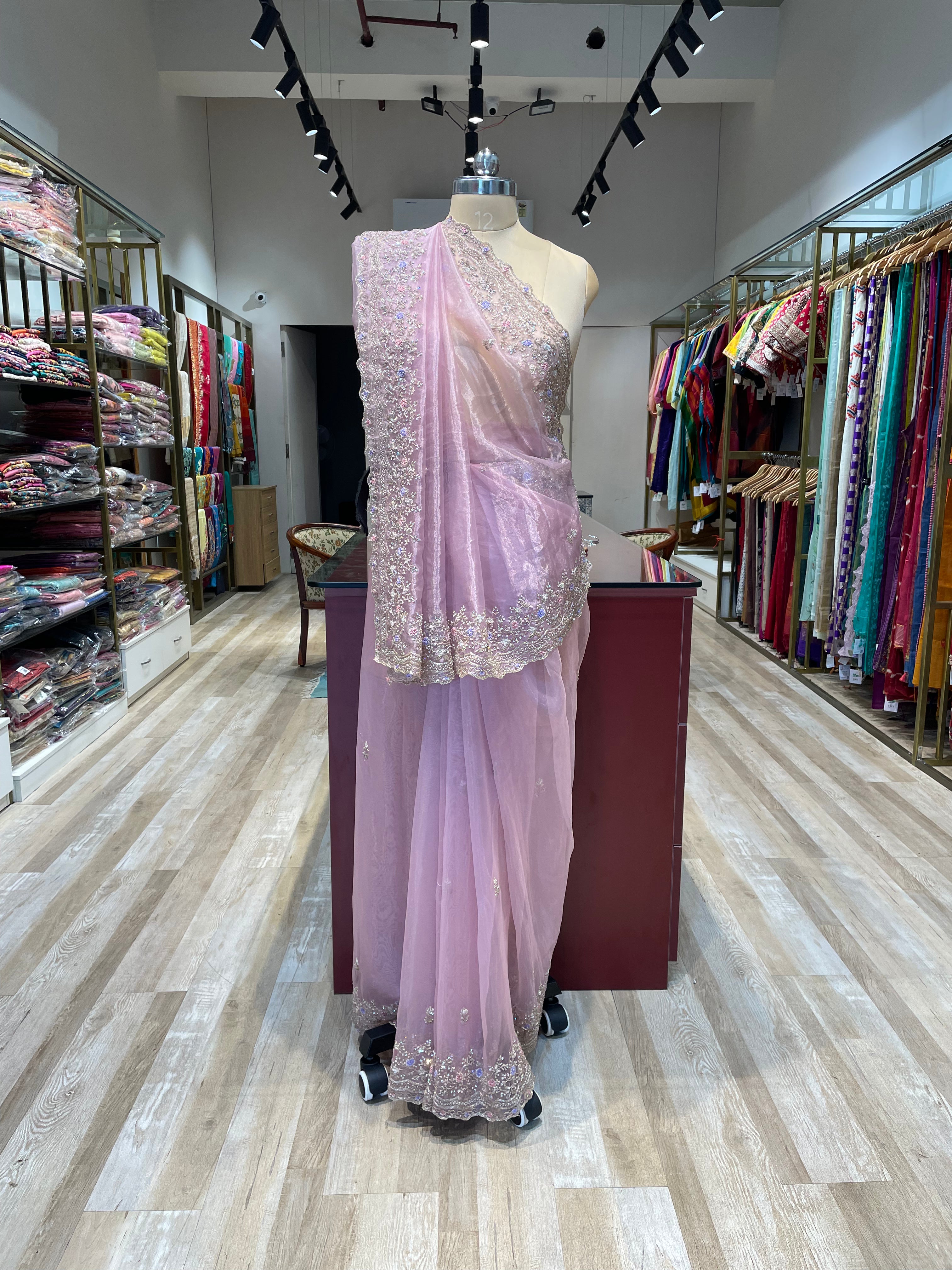 Pure tissue saree with handwork (P)