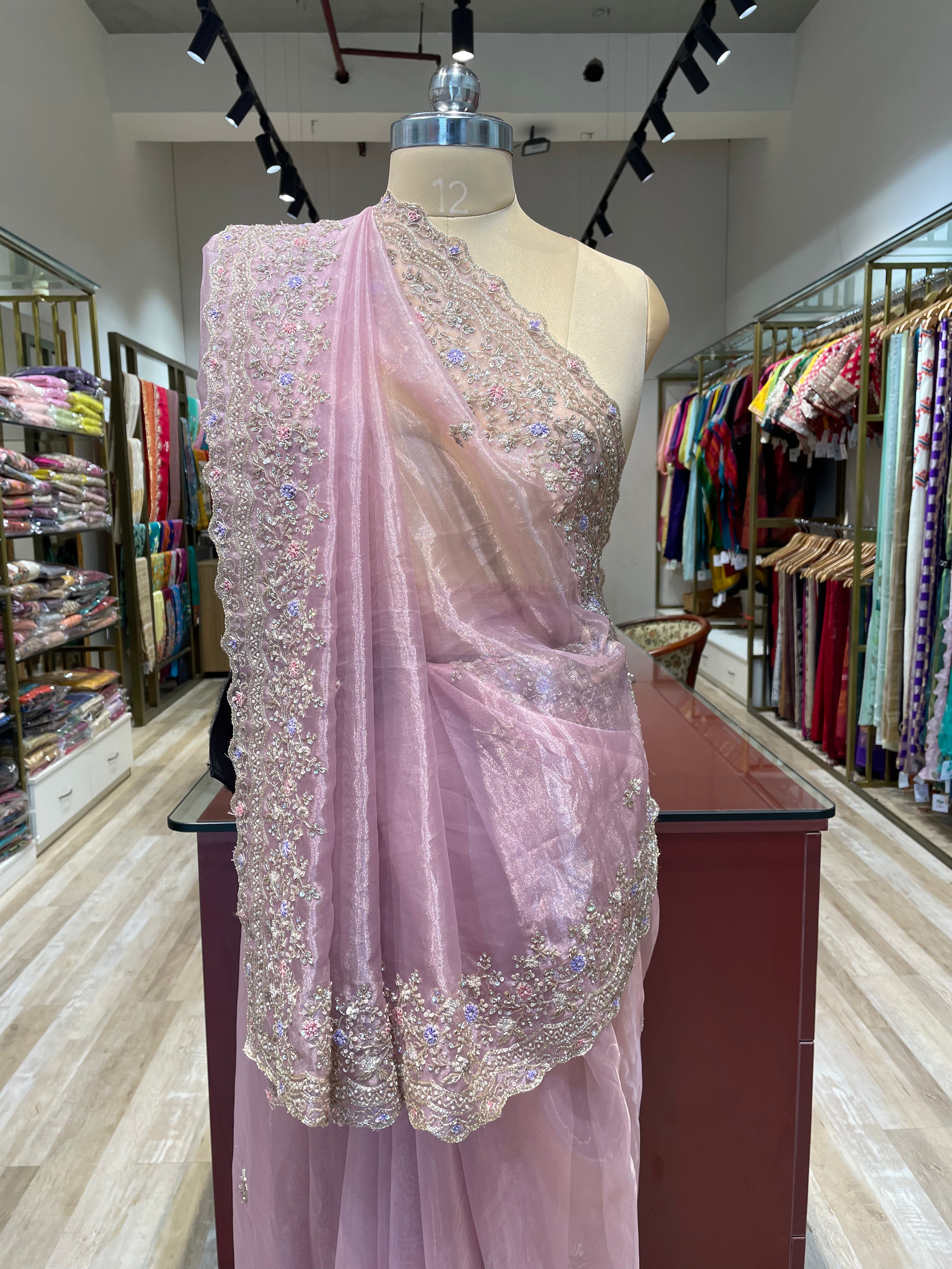 Pure tissue saree with handwork (P)