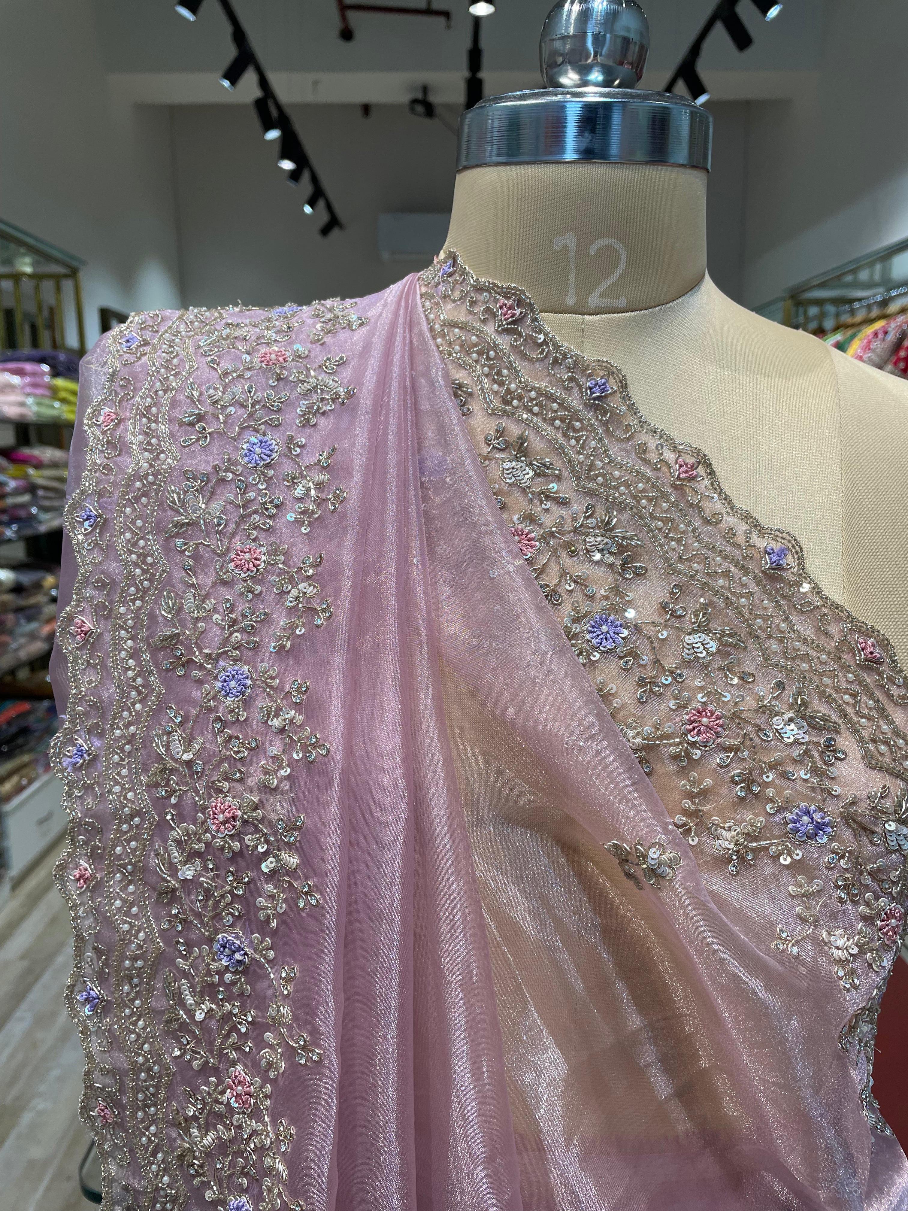 Pure tissue saree with handwork (P)