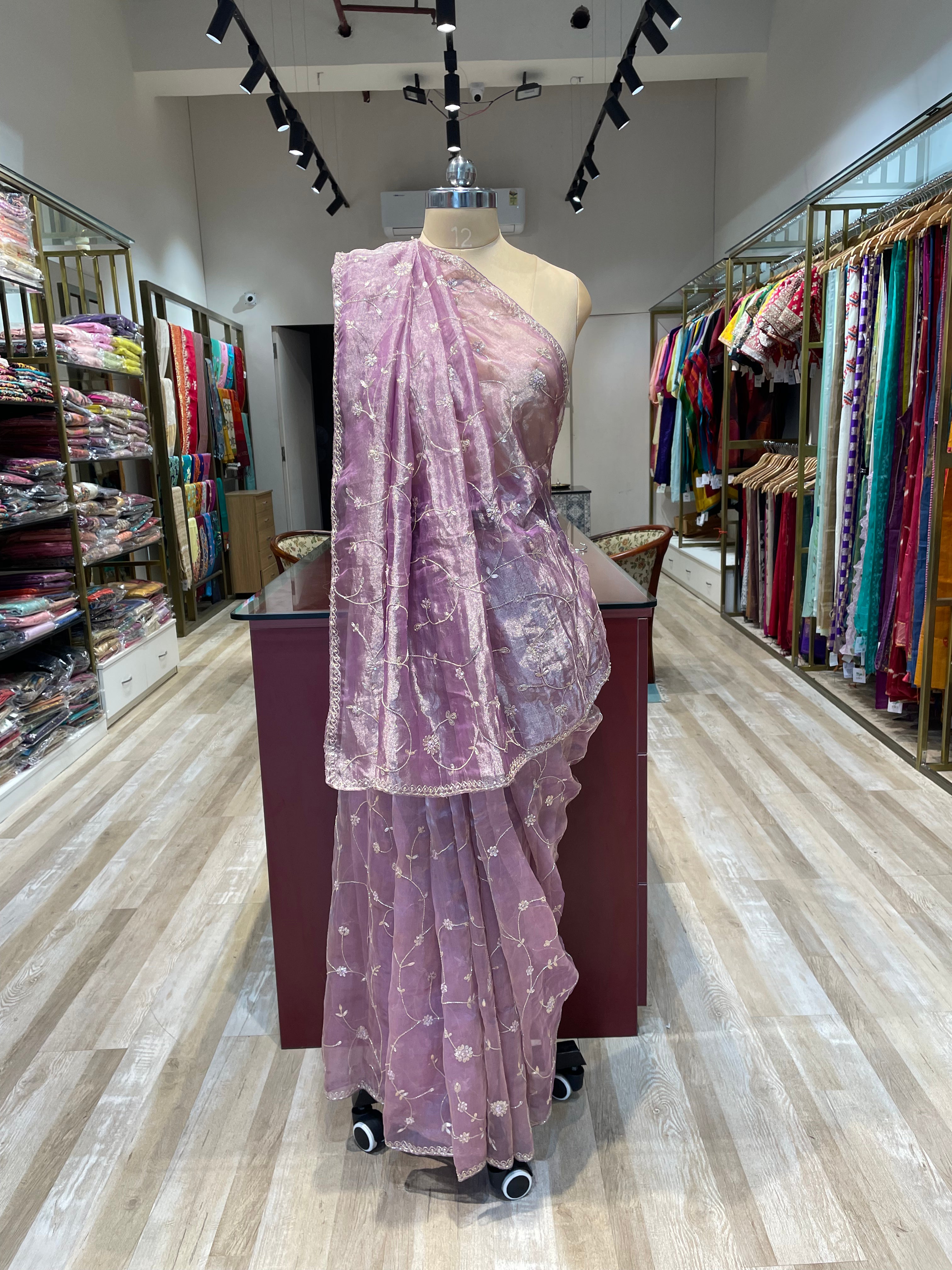 Pure tissue saree with handwork (PU)