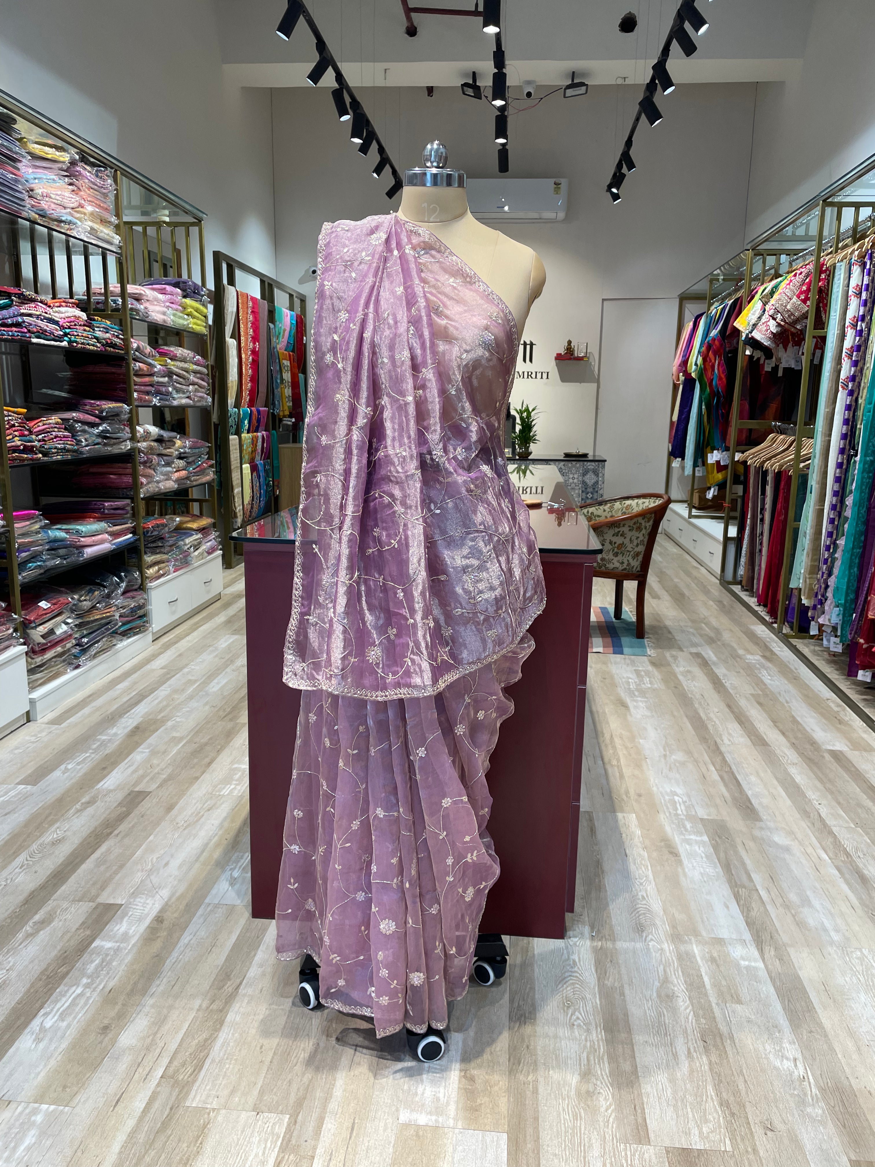 Pure tissue saree with handwork (PU)