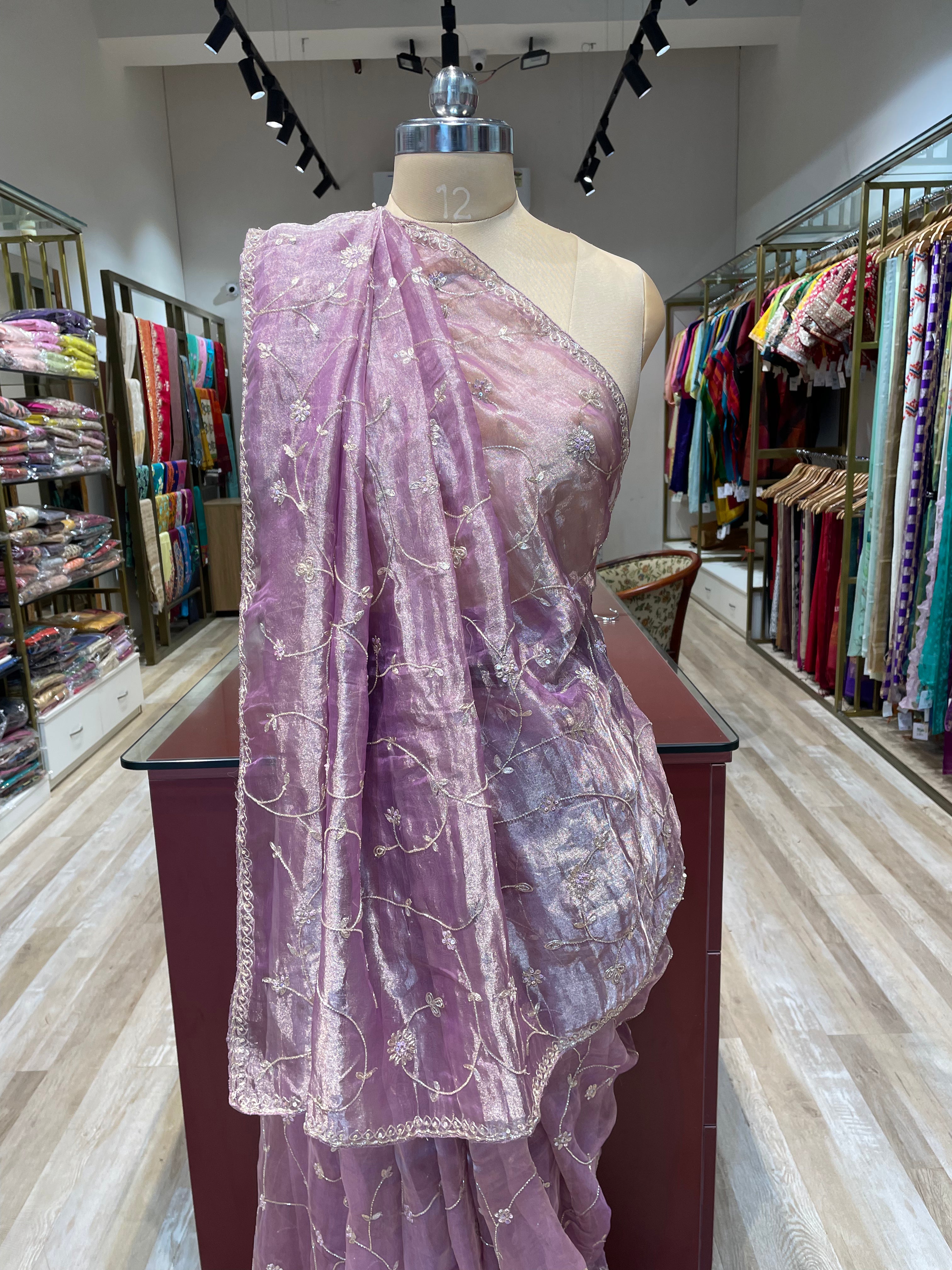 Pure tissue saree with handwork (PU)