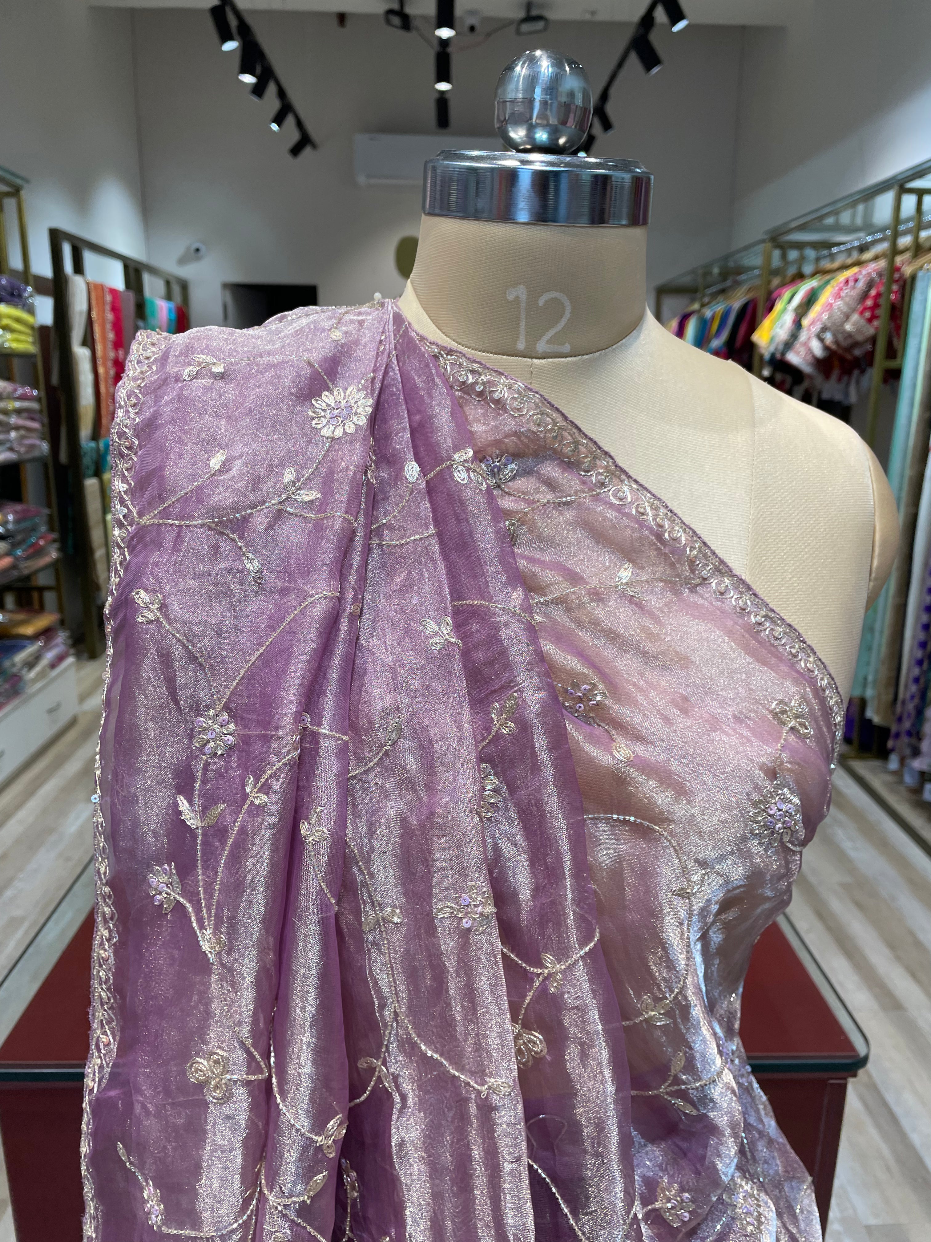 Pure tissue saree with handwork (PU)