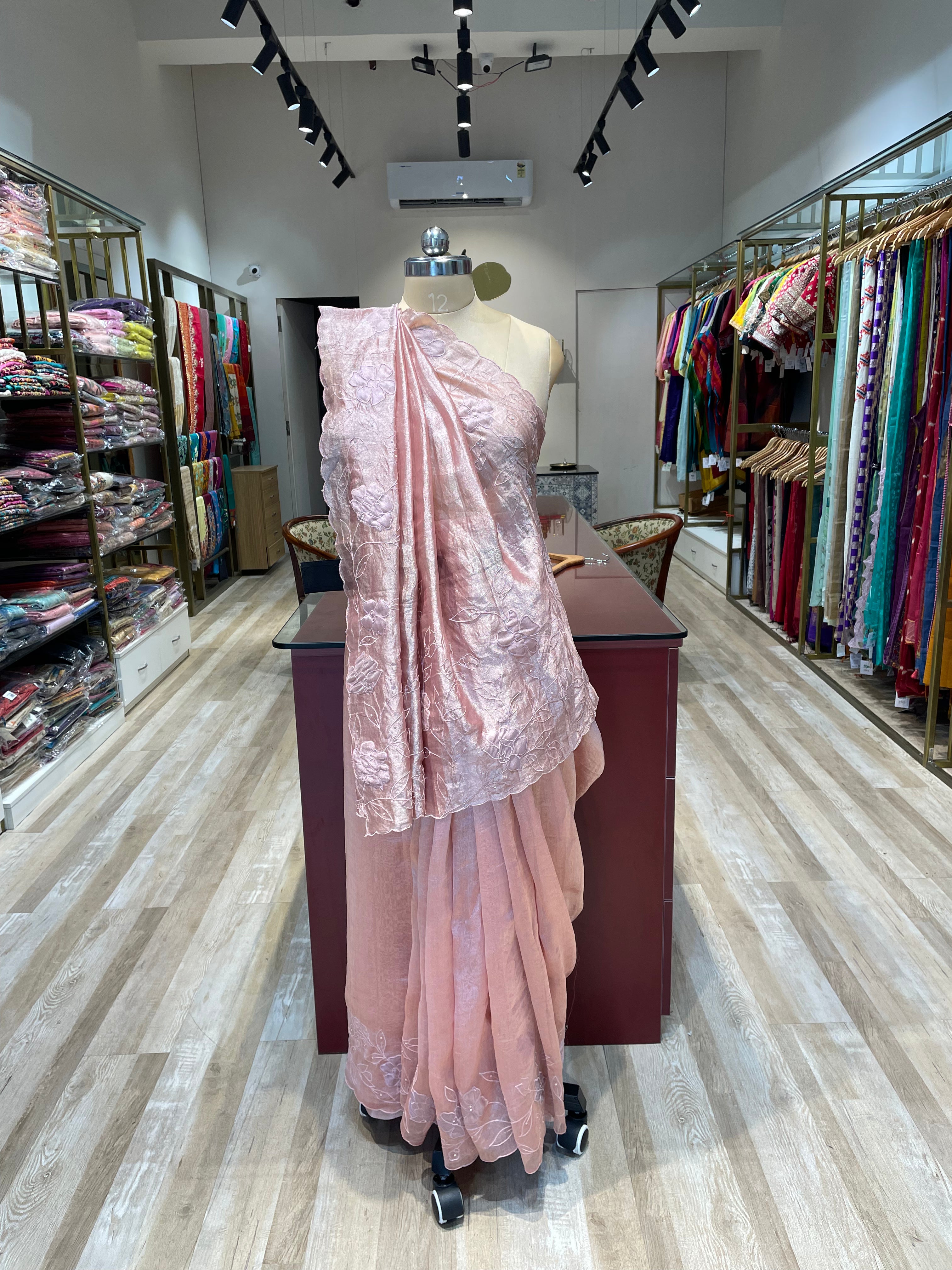 Pure tissue saree with applique (PI)