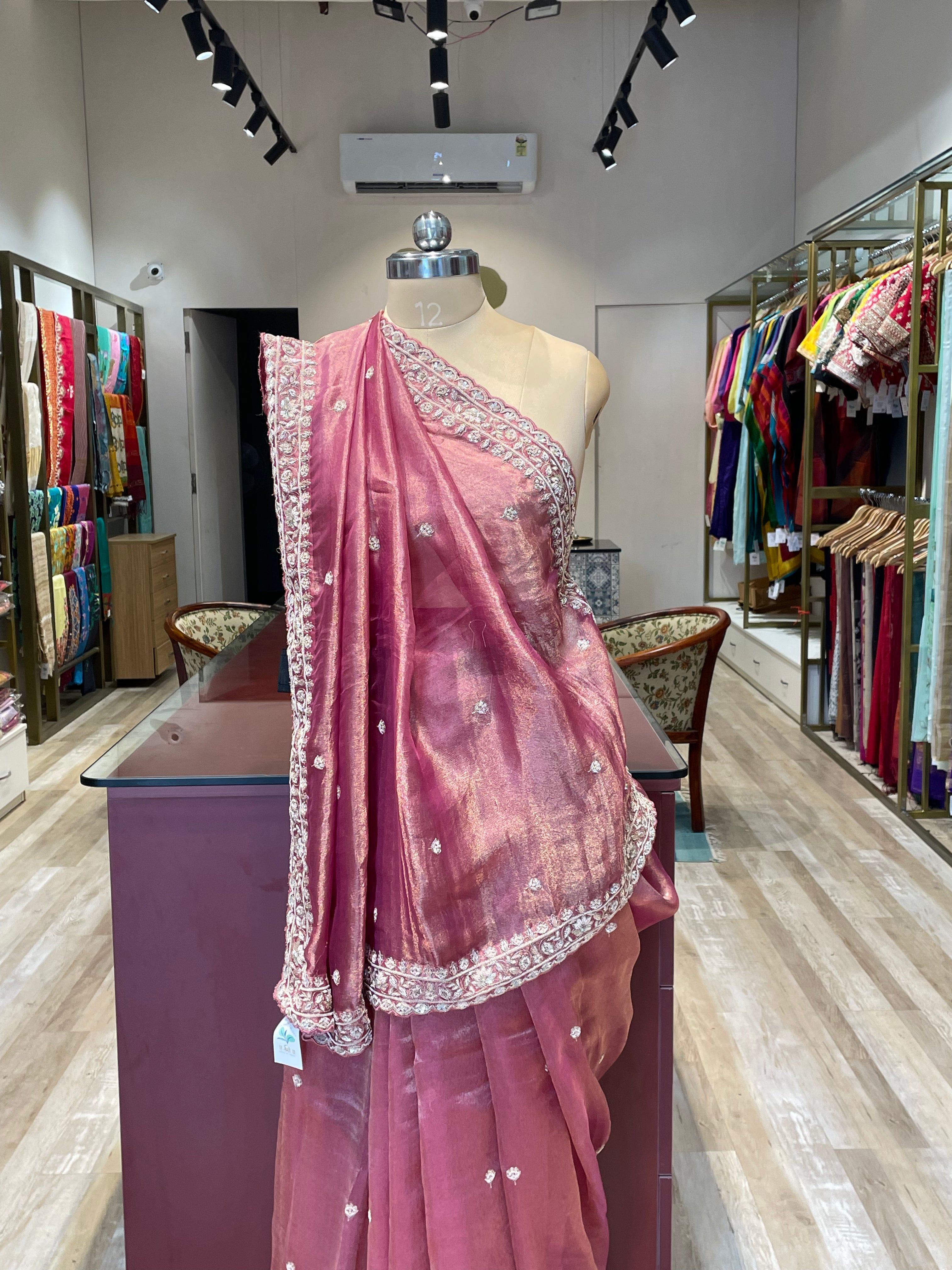 Pure tissue saree with handwork (DP)