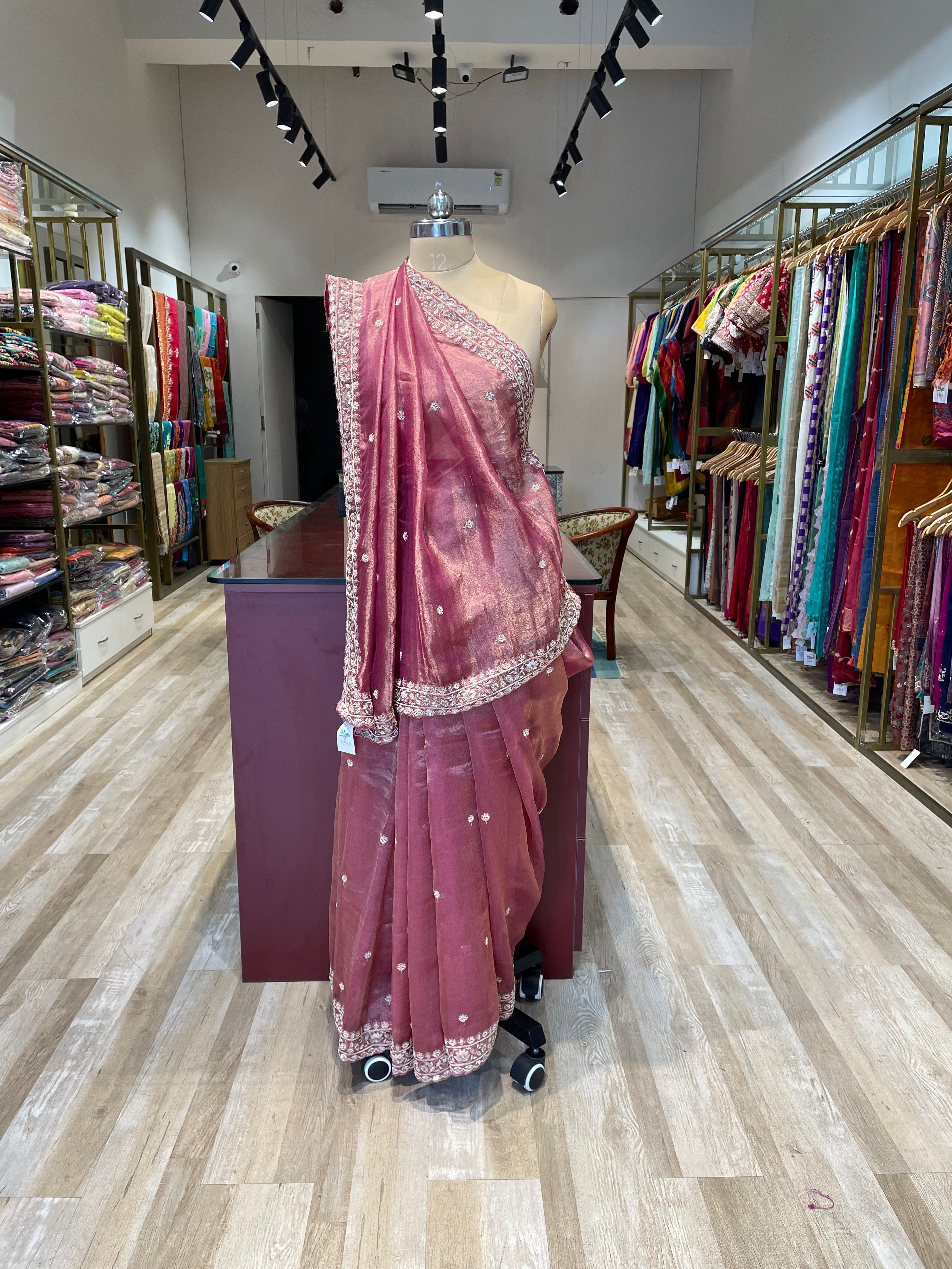 Pure tissue saree with handwork (DP)
