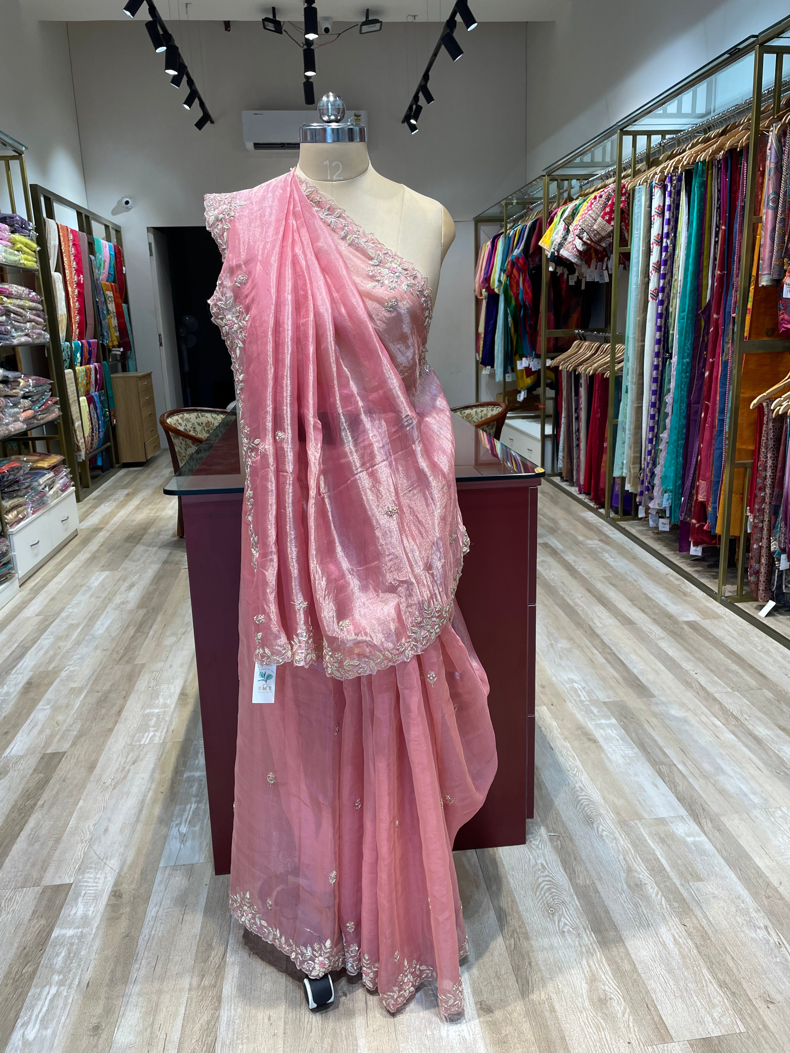 Pure tissue saree with zardosi work (PI1)
