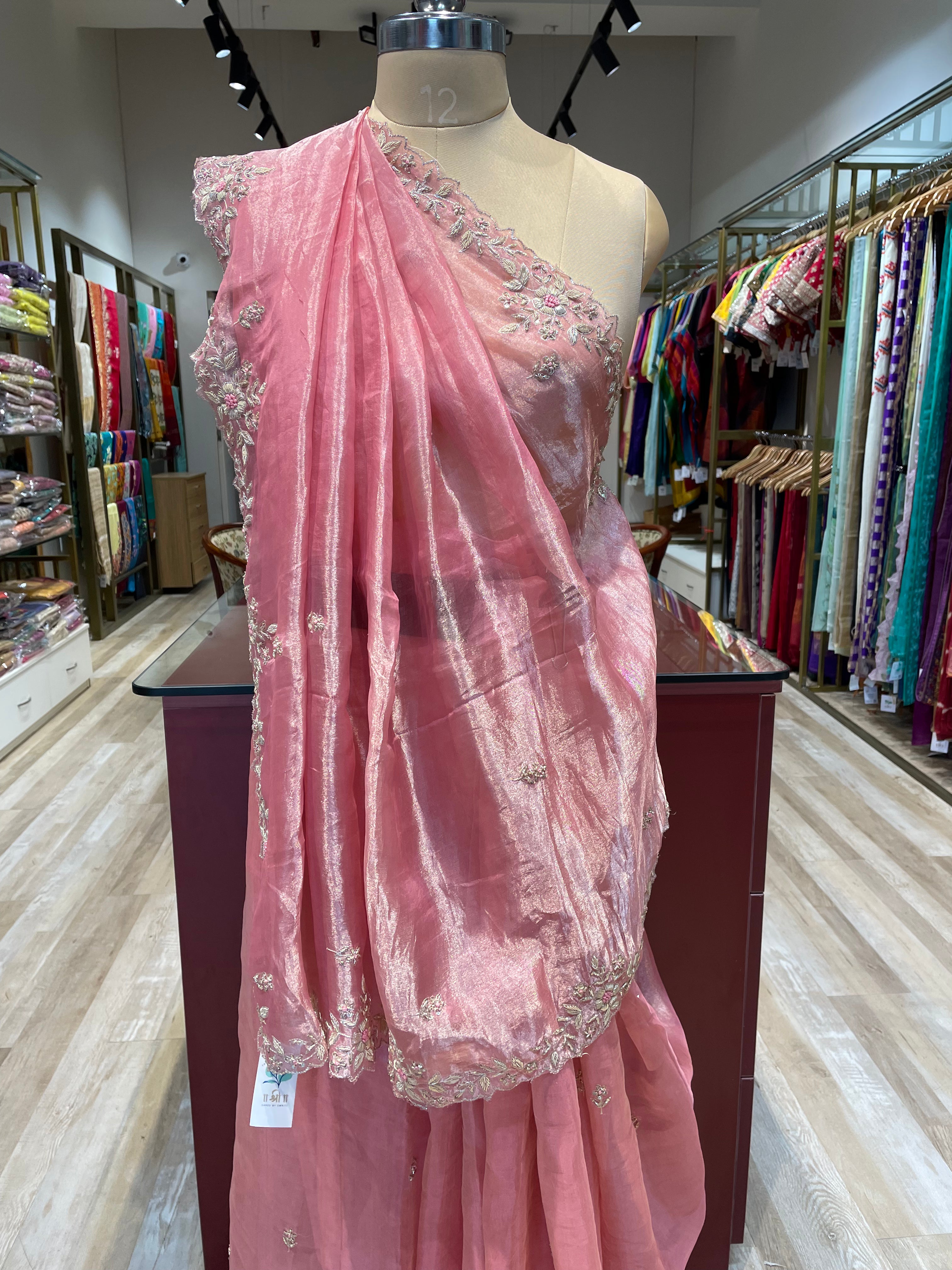 Pure tissue saree with zardosi work (PI1)