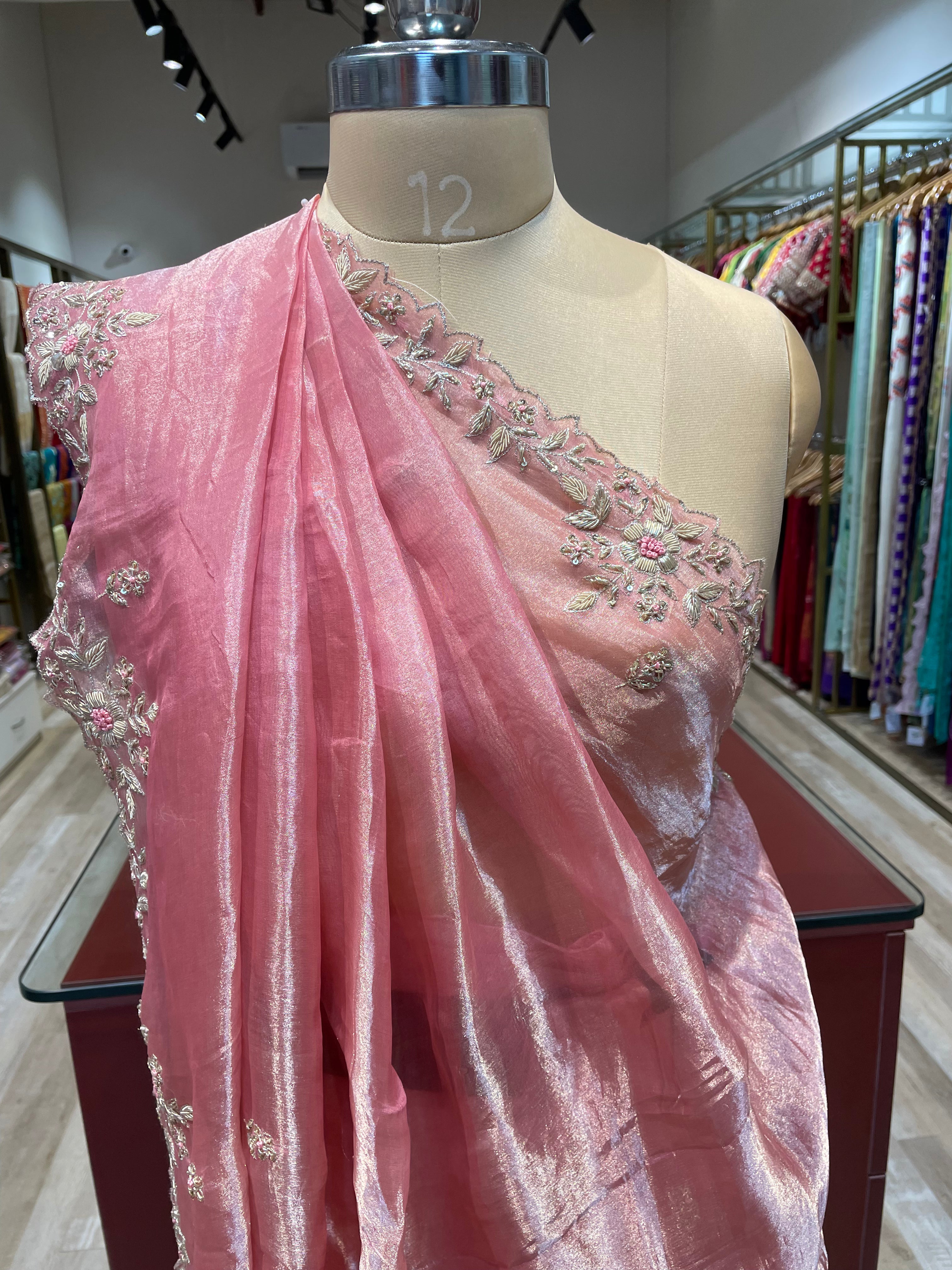 Pure tissue saree with zardosi work (PI1)