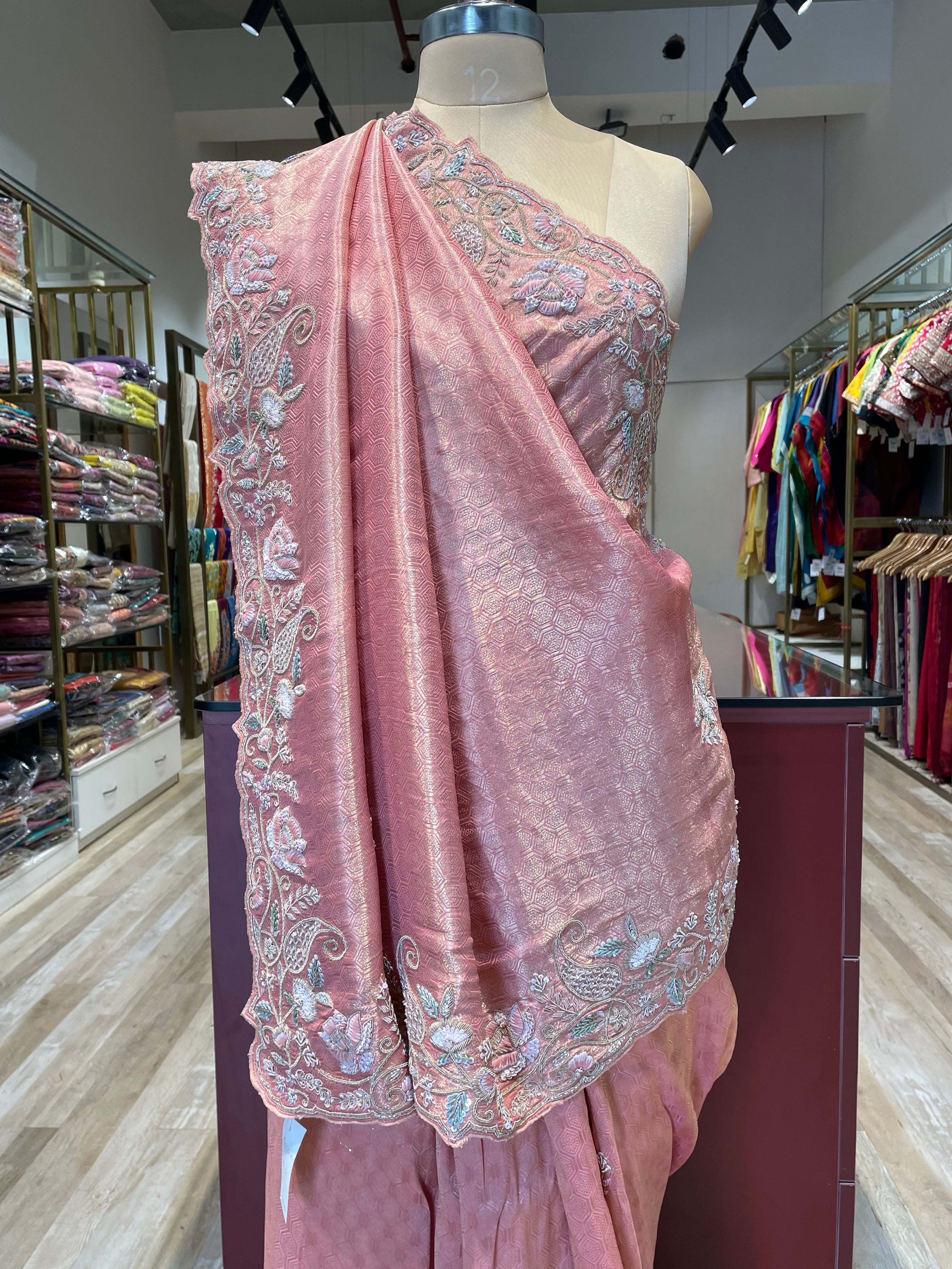 Pure Kanjiwaram saree with handwork (P)