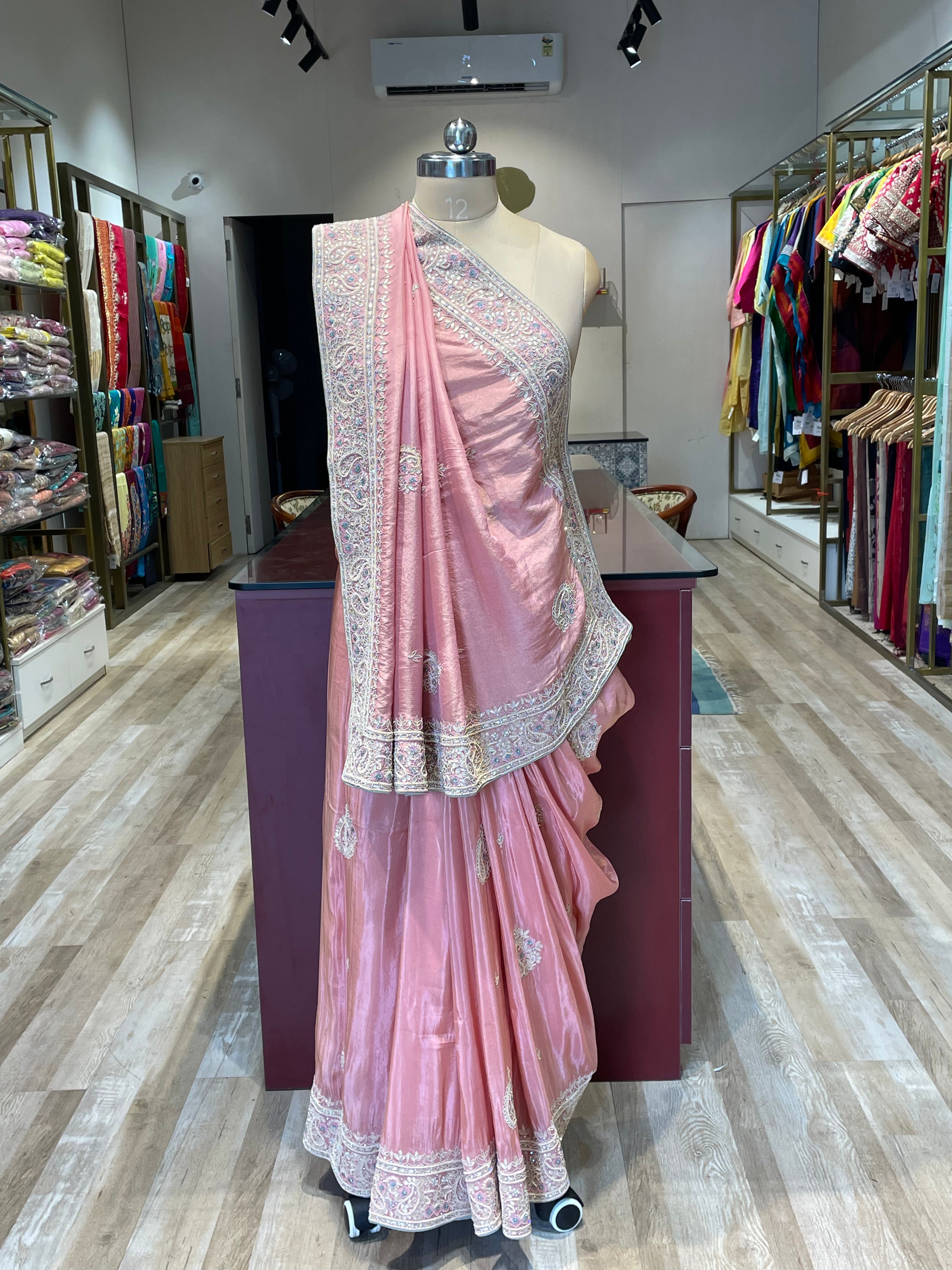 Pure tissue saree with gota patti work (P)