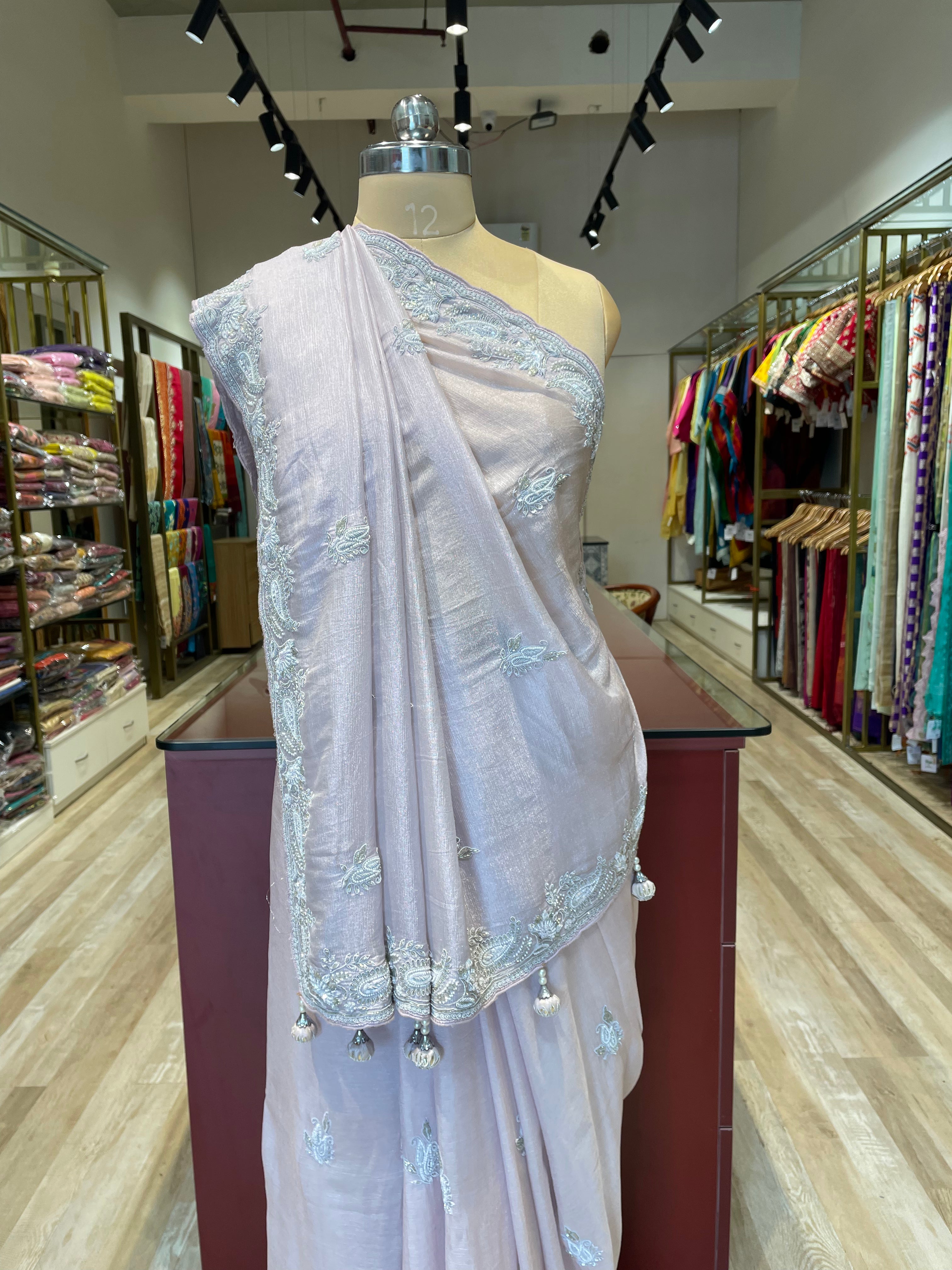 Pure  satin silk saree with handwork (LP)