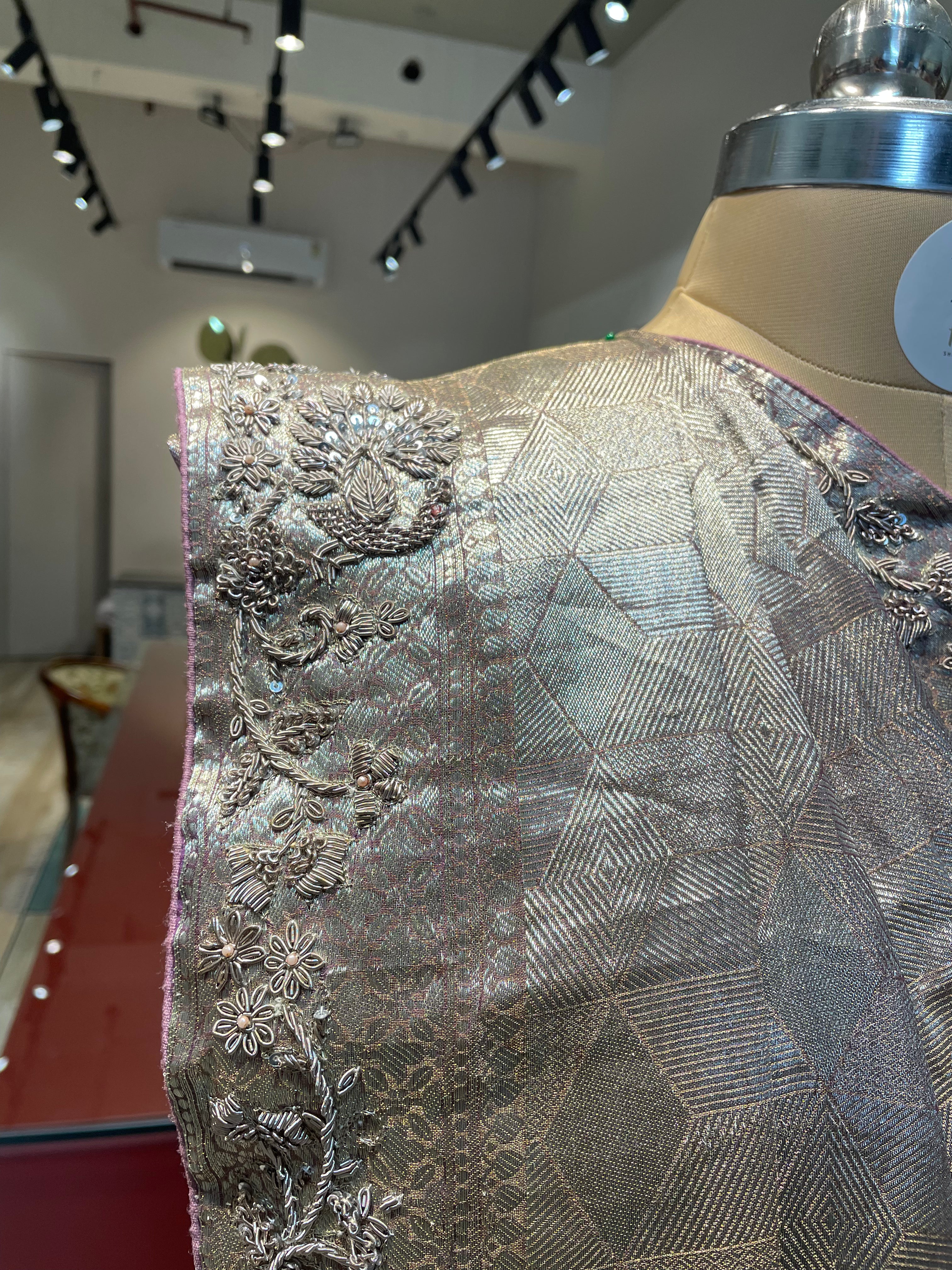 Pure tissue silk zardosi  work saree (LP)