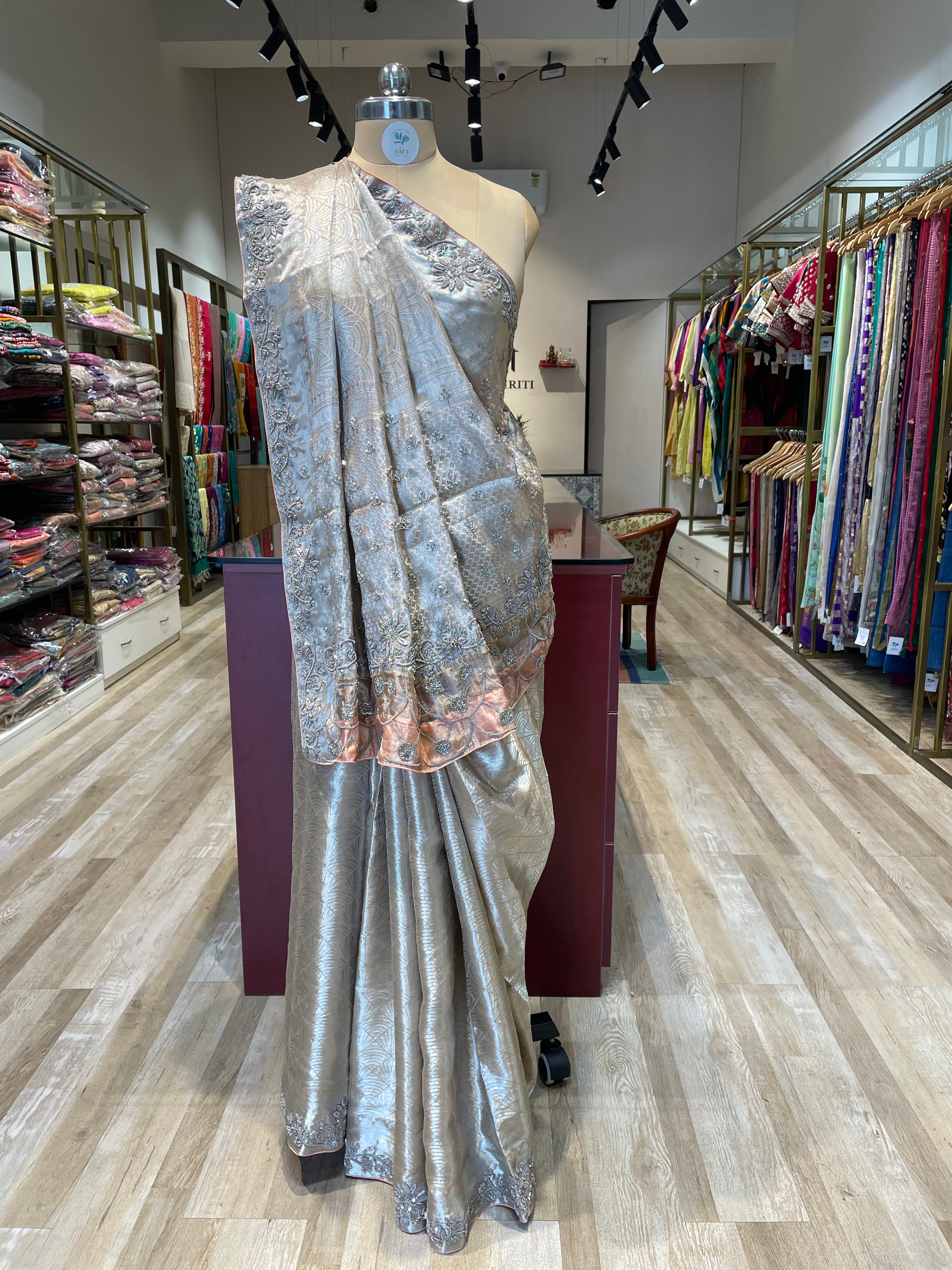 Pure tissue silk zardosi  work saree (SC)