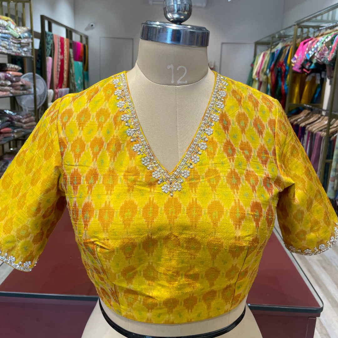 Silk ikkat with handwork