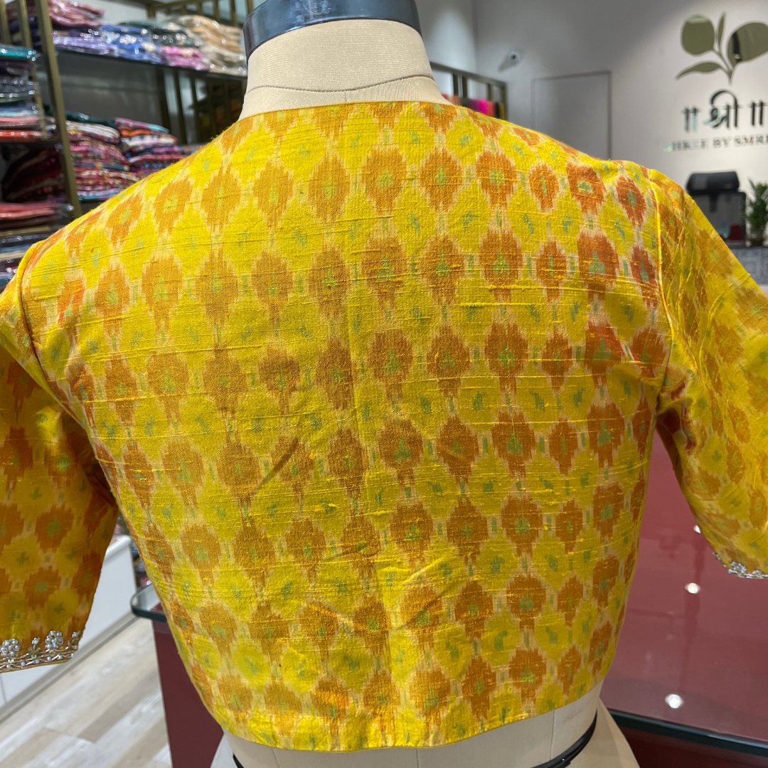 Silk ikkat with handwork