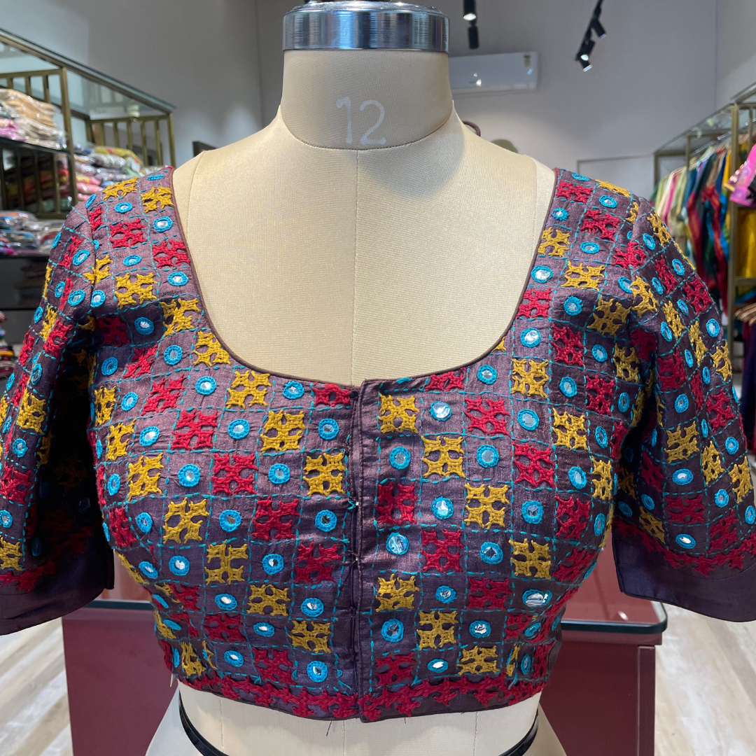 Tussar silk gujarati work Blouse