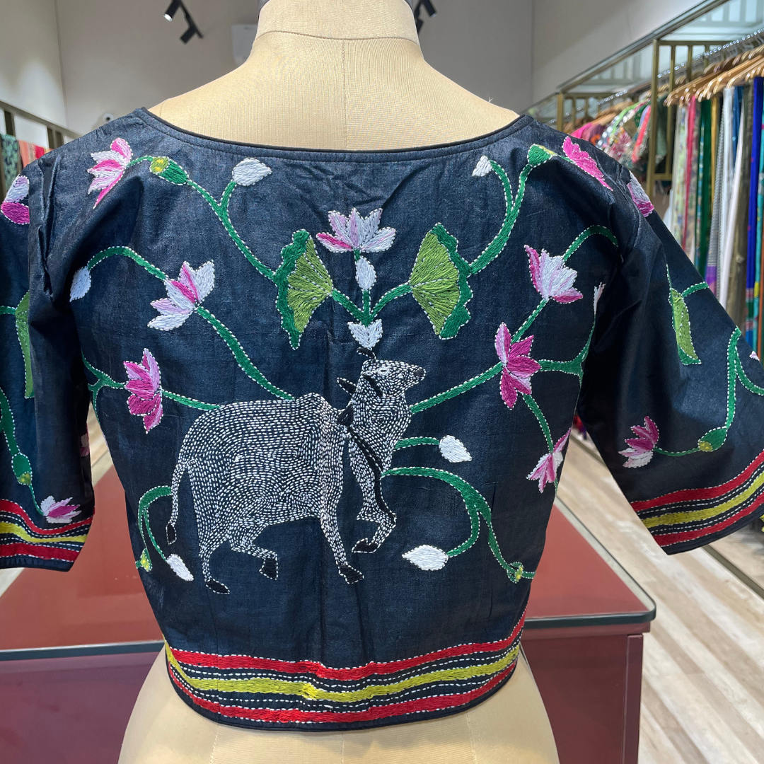 Tussar silk kanthawork Blouse